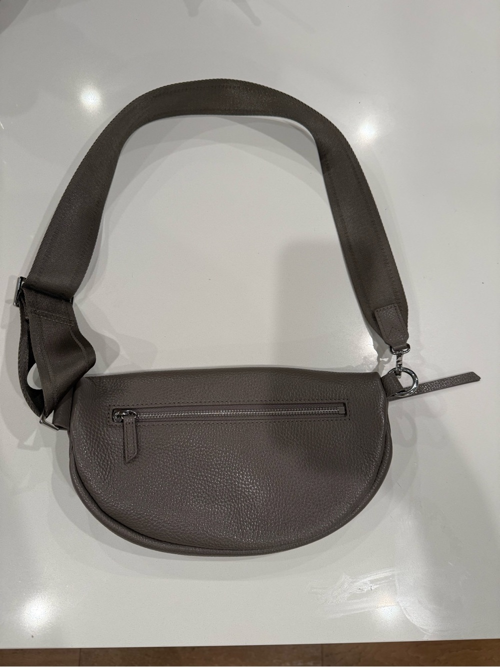 Quince Mink Italian Pebbled Leather Sling Bag - Picture 4 of 9